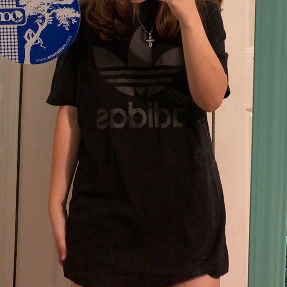 adidas Tops - adidas black on black trefoil tee